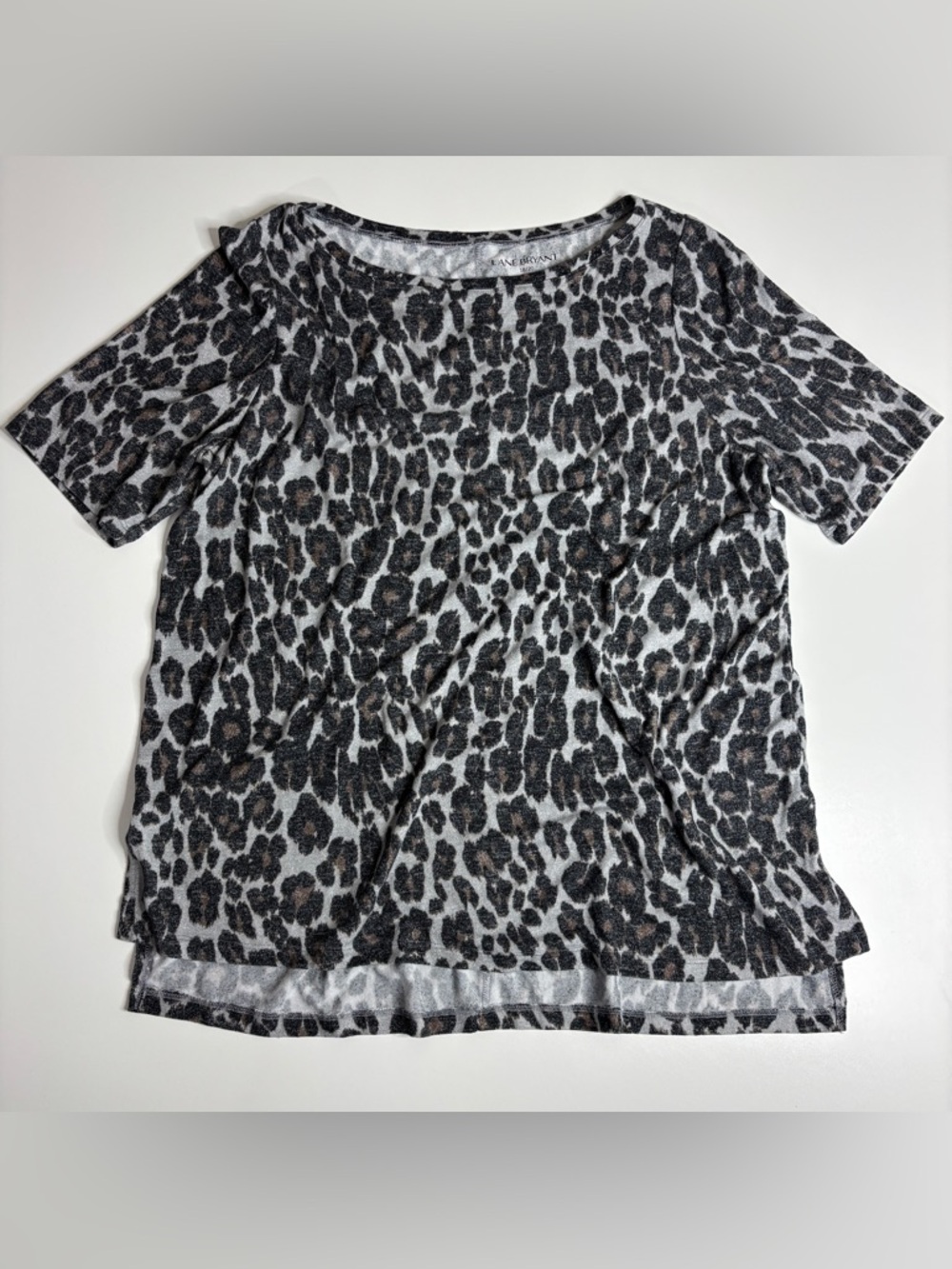 Lane Bryant Leopard Print Top 18/20 Plus Size Soft Knit Casual Neutral Shirt